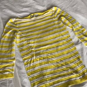 Loft yellow and white striped sweater.
